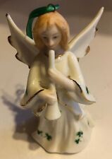 Beleek Ireland Ceramic  Angel w/ Trumpet Figurine 4.75”Clover Caroler picture