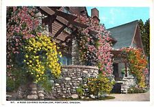 Portland OR Rose Covered Bungalow Unused 1930s picture