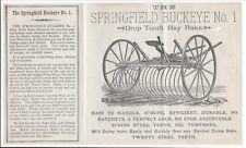 c1880s Springfield Buckeye Hay Rakes Two-Fold Illustrated Brochure picture