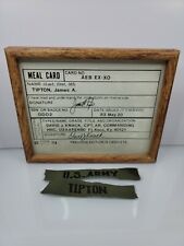 Framed United States Army Meal Card 1982 Fort Knox Kentucky, Tipton picture