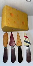 VINTAGE NOVELTY CHEESE BLOCK BOSTON WAREHOUSE W/ CHEESE SPREADERS KITCHEN DECOR picture