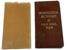 EXTREMELY RARE 1913 Mnemotechnical Dictionary by Felix Berol - 1st Edition VHTF picture