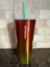Starbucks Metallic Tumbler Cold Cup 24 oz. Red Yellow Orange Green Ombre 2022 picture