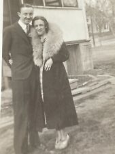 LC Photograph Cute Couple Handsome Man Beautiful Woman Fur Coat 1940's picture