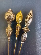Antique Styled Metal or Metallic topped  Victorian styled HAT PINS picture