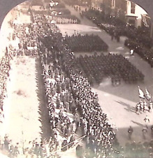 c1918 WWI FIFTH AVE NY PARADE SOLDIERS BROKE HINDENBURG LINE STEREOVIEW Z1541 picture
