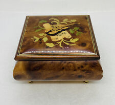 Vintage Mapsa Swiss Movement Music Box Violin Cover Art Wood Box Italy Made 17 picture