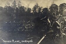 WWI Destroyed French Plane, Antique Real Photo Postcard RPPC WW1 picture