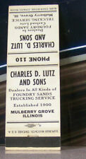 Vintage Matchbook Cover P3 Illinois Mulberry Grove Charles D Lutz Sons Trucking picture