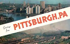 Postcard PA Pittsburgh Skyline & Steel Works Posted 1855 Chrome Vintage PC G9813 picture