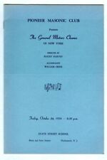 Vintage 1958 PIONEER MASONIC CLUB General Motors Chorus of NY Program Booklet picture