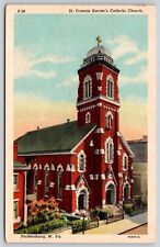 Parkersburg West Virginia St Francis Xaviers Catholic Church WB Postcard picture