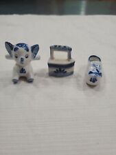 Lot of 3 Vintage Delft Porcelain Blue & White Figurines picture