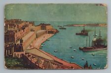 Malta Bay Ocean Ships Vintage Postcard picture