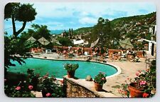 c1960s~Taxco Mexico~Luxury Hotel de La Borda~Poolside~Landscape~Vintage Postcard picture