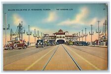 c1950's Million Dollar Pier Rail Classic Cars St Petersburg Florida FL Postcard picture