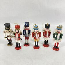 Set of 6 Hand Painted Wooden Nutcracker Soldier Christmas Ornaments picture