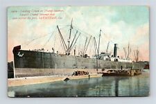 Postcard GA Savannah Loading Cotton On Largest Tramp Steamer in Port AC25 picture