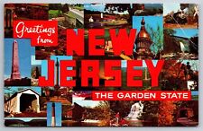 Greetings From New Jersey The Garden State Large Letter NJ Postcard S7 picture