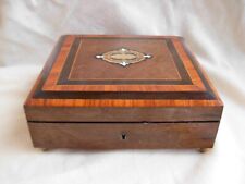 ANTIQUE FRENCH INLAID WOOD BRASS JEWELERY BOX,NAPOLEON III PERIOD. picture