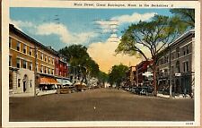 Great Barrington Massachusetts Main Street in Berkshires Vintage Postcard 1932 picture