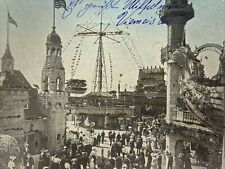 1904 Luna Park Coney Island New York Postcard w/ Mica Enhancement People picture