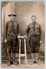 RPPC Two WW1 Era Soldiers of the 42nd Division In Europe Real Photo Postcard Q26 picture