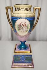 Royal Vienna Austria Hand Painted Porcelain Double Handled Signed Urn Vase 10