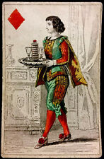 Historic c1850 Hand Colored Antique Playing Cards Engraved Jack Court Single picture