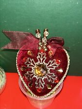 Gold Velvet Beaded Embroidery Christmas Ornaments Burgundy picture