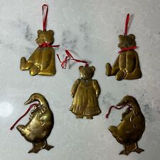 5 Department Dept 56 Hong Kong Brass Bear Goose Christmas Ornament Lot 5” picture