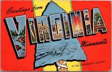 VIRGINIA, Minnesota Large Letter Linen Postcard 