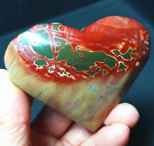 TOP 102.5G Natural Polishing Colorful Agate Crystal Heart Healing B414 picture