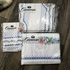 Vtg Cannon Floral Cecily King Sheet Set And Two Queen Pillow Cases No Iron picture