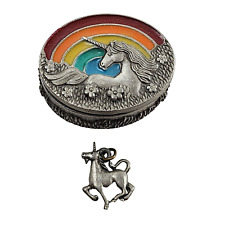 Trinket Box, MS DEE Pewter, Rainbow, Unicorn, Earrings, Pin, Pendant #15 picture