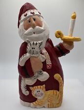Folk Art Santa with Cats & Candle Figure Eddie Walker Midwest Of Cannon Falls 7” picture