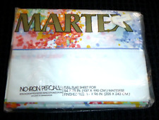 NOS Vtg Martex Full Double Flat Sheet Festival Pattern Abstract Floral Percale picture