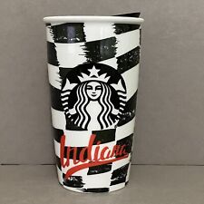 NWT Starbucks Indiana Checkered Flag Ceramic Double Wall Travel Mug 2016 picture