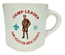 Vtg 1981 Boy Scout Camp Leader Sam Houston Area Council Ceramic Cup USA picture