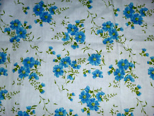 3 pcs Vtg 50s Cotton Fabric Light Blue W/ Turquoise flowers 35