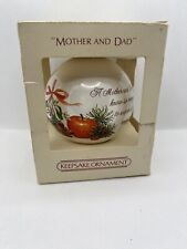 Vintage Hallmark Ornament Christmas 1982 Mother and Dad Glass Ball Keepsake picture