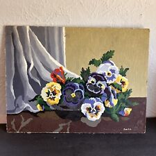 Vintage Pansy Violets Paint By Numbers Kitsch Retro Mid Century Mod picture