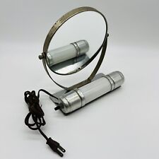 VTG Art Deco Style Metal Lighted Vanity Mirror 2 Sided Make Up Tested Works picture