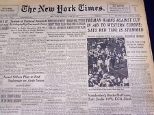 1949 JUNE 12 NEW YORK TIMES - TRUMAN WARNS AGAINST AID CUT - NT 3781 picture