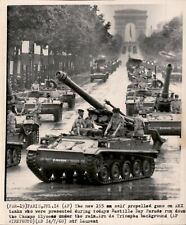 LD328 1968 AP Wire Photo NEW 155MM SELF-PROPELLED GUNS ON AMX TANKS BASTILLE DAY picture