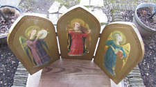 Vintage Florentine Angel Musician Triptych Screen Italian Icon Gilt Wood Regency picture
