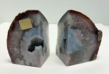 RARE Agate x Pink Amethyst x Quartz Geode Bookend Pair Natural Brazil Crystal picture