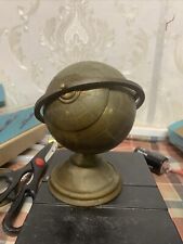 VINTAGE BRASS GLOBE ASHTRAY TABLE OFFICE DECOR SECRET STASH COMPLETE WITH TRAY picture