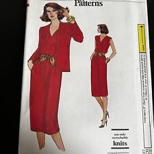 vintage 1980s Vogue 7542 Semi Fitted Jacket + Dress Sewing Pattern 8 10 UNCUT picture