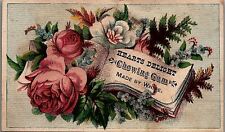 1880s CHEWING GUM WHITE'S HEARTS DELIGHT FLORAL VICTORIAN TRADE CARD 25-229 picture